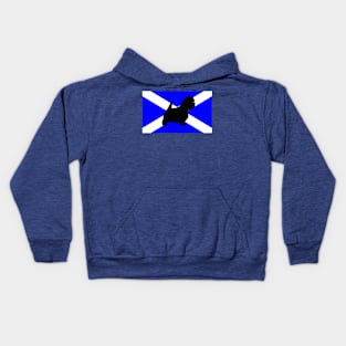 west highland white terrier silhouette on flag Kids Hoodie